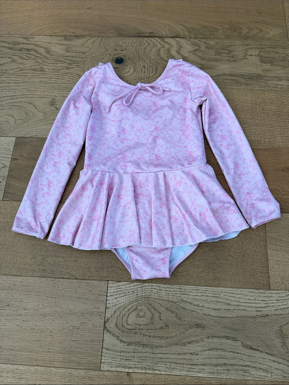 SweetHoney Pink Long-Sleeve One-Piece Leotard with Skirt